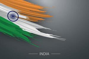 3d grunge brush stroke flag of India vector