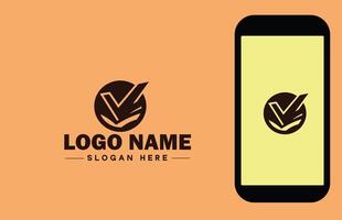 Checkmark logo icon vector art graphics for business brand app icon check mark right symbol tick ok correct logo template