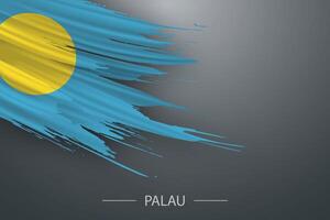 3d grunge brush stroke flag of Palau vector