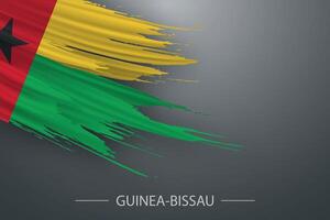 3d grunge brush stroke flag of Guinea Bissau vector