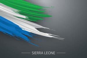 3d grunge brush stroke flag of Sierra Leone vector