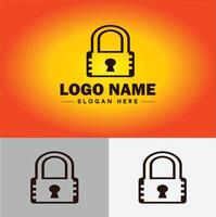 Lock icon logo safety security protection vector for business brand icon lock logo template