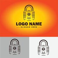 Lock icon logo safety security protection vector for business brand icon lock logo template