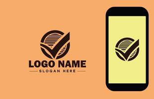 Checkmark logo icon vector art graphics for business brand app icon check mark right symbol tick ok correct logo template