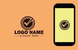 Checkmark logo icon vector art graphics for business brand app icon check mark right symbol tick ok correct logo template