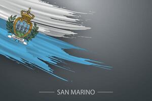 3d grunge brush stroke flag of San Marino vector