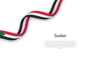 Waving ribbon with flag of Sudan vector