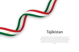 Waving ribbon with flag of Tajikistan vector