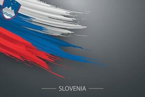 3d grunge brush stroke flag of Slovenia vector