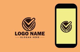 Checkmark logo icon vector art graphics for business brand app icon check mark right symbol tick ok correct logo template