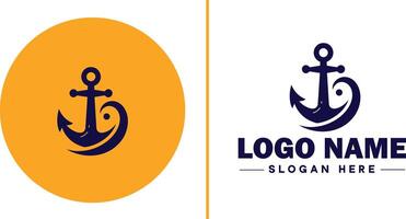 Anchor logo icon vector for Ship Yacht Luxury marine anchor icon logo template