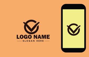 Checkmark logo icon vector art graphics for business brand app icon check mark right symbol tick ok correct logo template