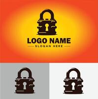 Lock icon logo safety security protection vector for business brand icon lock logo template