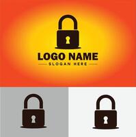 Lock icon logo safety security protection vector for business brand icon lock logo template