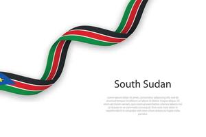 Waving ribbon with flag of South Sudan vector