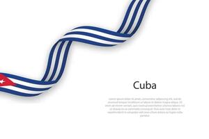 Waving ribbon with flag of Cuba vector