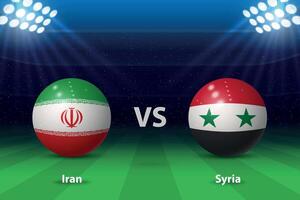 Iran vs Syria. knockout stage Asia 2023, Soccer scoreboard. vector
