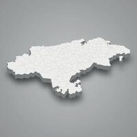 3d isométrica mapa de Cantabria es un provincia de España vector