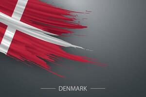 3d grunge brush stroke flag of Denmark vector