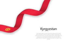 Waving ribbon with flag of Kyrgyzstan vector