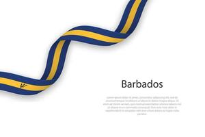 Waving ribbon with flag of Barbados vector