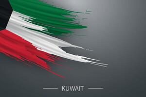 3d grunge brush stroke flag of Kuwait vector