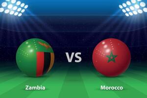 Zambia vs Morocco Football scoreboard broadcast graphic vector