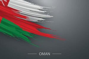 3d grunge brush stroke flag of Oman vector