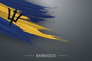 3d grunge brush stroke flag of Barbados vector