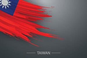 3d grunge brush stroke flag of Taiwan vector