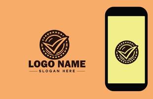 Checkmark logo icon vector art graphics for business brand app icon check mark right symbol tick ok correct logo template