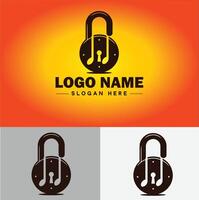 Lock icon logo safety security protection vector for business brand icon lock logo template