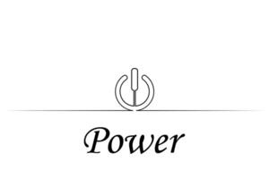 Continuous one-line power button drawing and single-line concept outline illustration art vector