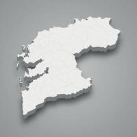 3d isométrica mapa de pontevedra es un provincia de España vector