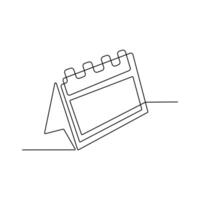 One line table calendar continuous vector  art drawing and single outline illustration