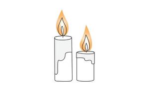 Continuous one-line candle art drawing and outline single-line vector art illustration