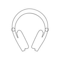 Continuous single-line art drawing of a wireless headphones speaker and outline style vector illustration