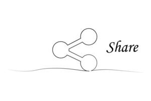 Continuous one-line share icon drawing and single-line share concept outline share icon art vector