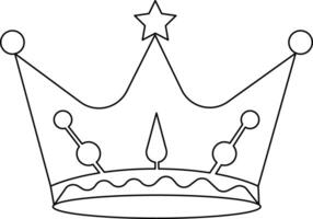 Continuous one-line crown drawing vector art illustration and outline king and majesty concept art