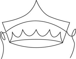 Continuous one-line crown drawing vector art illustration and outline king and majesty concept art