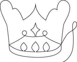 Continuous one-line crown drawing vector art illustration and outline king and majesty concept art