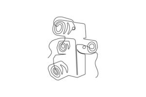 Continuous one-line retro photo camera drawing and DSLR mood HD camera outline vector art