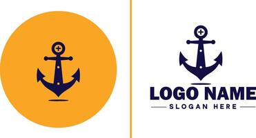 Anchor logo icon vector for Ship Yacht Luxury marine anchor icon logo template