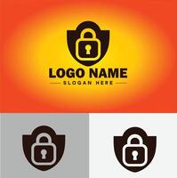 Lock icon logo safety security protection vector for business brand icon lock logo template