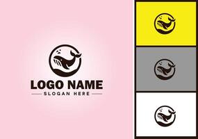 Whale icon logo vector art graphics for business brand icon Whale fish Ocean logo template