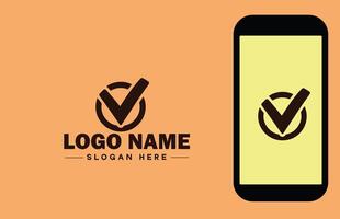 Checkmark logo icon vector art graphics for business brand app icon check mark right symbol tick ok correct logo template