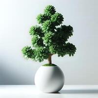 AI generated Bushy green jade plant in white pot on table and isolated on white background photo