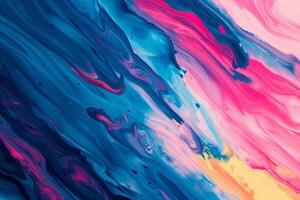 AI generated colorful abstract painting with blue, pink and yellow paint photo