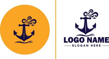 Anchor logo icon vector for Ship Yacht Luxury marine anchor icon logo template