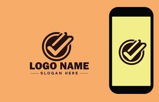 Checkmark logo icon vector art graphics for business brand app icon check mark right symbol tick ok correct logo template